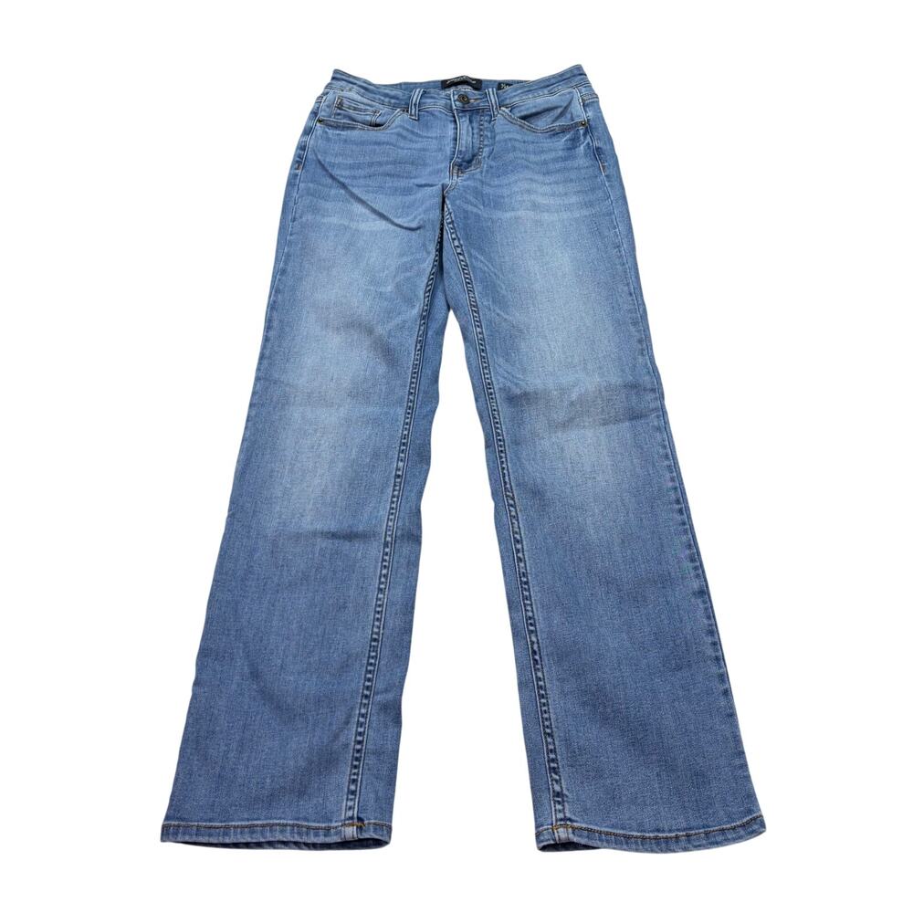 Flag & anthem womens light wash mid rise straight leg jeans. Size 4, 27. Denim